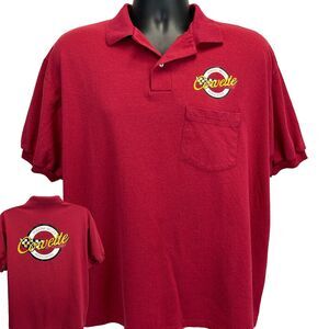 Vintage 90s Pomona Valley Corvette Association Polo Shirt Mens L Large Red PVCA